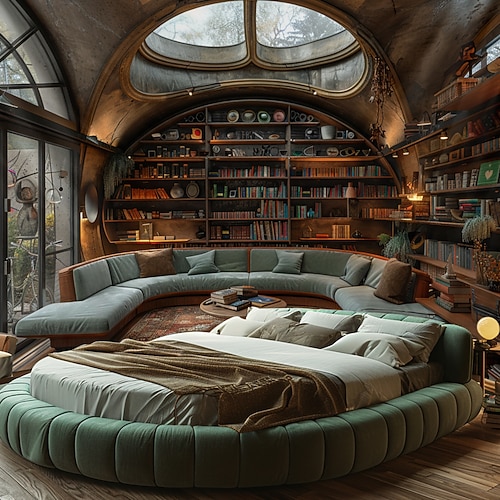 Traumhaus Bookself Wandteppich zum Aufhängen, große Wandteppiche, Wanddekoration, Fotohintergrund, Decke, Vorhang, Heim, Schlafzimmer, Wohnzimmer, Dekoration Wandtuch XXL Natur Image