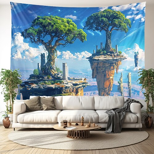 Fantasie Baum des Lebens Wandteppich zum Aufhängen, Wandkunst, großer Wandteppich, Wanddeko, Fotokulisse, Decke, Vorhang, Zuhause, Schlafzimmer, Wohnzimmer, Dekoration Wandtuch XXL Natur Image