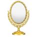 Oval Double-sided Rotating Table Mirror Cosmetic Vanity Swivel Standing Makeup Glass Gold Plated Plastic