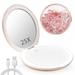 MIYADIVA Magnifying Mirror with DNF2 Light 1x/25x Compact Mirror Lighted Makeup Mirror with Touch Control 4.8 Inch Portable Magnifying Mirror with Lights for Home and Outdoors