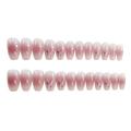 XIAN Mid-length Glossy False Nail White Gardenia Pink Artificial Nail with Floral Pattern for Lady Beauty Nail Makeup
