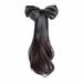40cm Elegant Black Bowknot Ribbon Long Curly Clip Style Wig Simulation J8M5