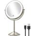 Gospire 8 Inch Lighted DNF2 Mirror 1X/10X Magnifying Mirror 3 Color Dimmable Lighting Modes Rechargeable Cordless Cosmetic Mirror with Touch Control Vanity Mirror 360Â° Rotation(Nickel)