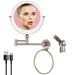 Rocollos Height Adjustable Wall DNF2 Mounted Makeup Mirror Double Sided 1X/10X Magnifying Rechargeable LED Vanity Mirror with Lights 360 Swivel Extendable Arm Mirror