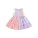 Emmababy Charming Toddler Girls Summer Dresses with Sleeveless Crew Neck and Contrast Color Tulle