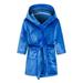 Christmas Clearance! Funicet Toddler Girls Robes Boys Girls Robe Kids Flannel Hooded Bathrobe Sleepwear Toddler Plush Robes with Belt Blue 2 Years