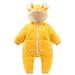 QUYUON Baby Winter Rompers Thicken Warm Fleece Lined Hooded Jumpsuits Zipper Front Pockets Long Sleeve Quilted Lightweight Puffer Jackets Coat One-Piece Rompers Snap Closure Yellow 18 Months