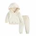 Fanxing Baby Boy Girls 2 Piece Outfit Sweatsuits Set Kids Velour Sweatshirts & Sweatpants Tracksuits Set Gold Velvet Sweatsuit 2 Pieces Sets Track Suit Beige 6-7 Years