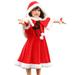 BOLUOYI Gifts for Teen Girls Toddler Girls Christmas Santa Warm Outwear Dress Cloak Hairband Set Outfits Clothes