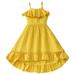 Tengma Toddler Girls Dresses Summer Sleeveless Solid Slip Dress Princess Dress Dance Party Dresses Clothes Princess Dresses Yellow 100