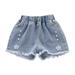 JSGEK 10-11 Years Kids Regular Fit Summer Girls Shorts Comfort Graphic Jean Shorts Baby Girls Clothing Bottoms Elastic Waist Demin Shorts Soft Blue