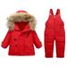 JSGEK 2-3 Years Kids Winter Girls Skiing Jackets Boys Snow Suits Soft Regular Fit Solid Color Outerwear Coats Romper Snowsuits Sets Child Winter Warm Outfits Ski Bidi Outfits Comfort Red