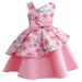 Tengma Toddler Girls Dresses Kids Baby Casual Sleeveless Round Neck Floral Print Dress Party Dress Clothes Wedding Party Princess Dress Pageant Gown Red 130