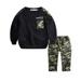 NIUREDLTD Kid Fall Winter Sweatsuits Set Letter Pants Camouflage Baby Kids Set Tracksuit Tops 2PCS Outfits Boys Teen Boys Outfits&Set Pullover Top and Joggers Outfit Black 100