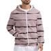 Amtdh Zip Up Sweatshirts for Men Clearance Striped Print Lightweight Casual Blouses Mens Breathable Tops Long Sleeve Hooded Neck Comfort Men s Waffle Pocket Jacket Red XL