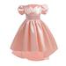 EHQJNJ Toddler Dresses Long Sleeve 5T Toddler Girls Christmas Short Sleeve Solid Bow Tie Embroidery Lace Ruffles Party Evening Dress Wedding Dress