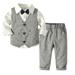 NIUREDLTD Toddler Gentleman Suit Outfits 4PC Gentleman T Shirt Baby Bowtie Cloth Toddler Wedding Pants Boy Suit Vest Sets Boys Outfits&Set Baby Boy Clothes Set White 100