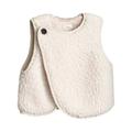 Odeerbi Infant Boys Girls Fleece Vest Winter Warm Young Children Fleece Jacket Winter Thick Warm Sleeveless Jacket Solid Color Lambswool Button White 5-7 Months