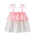 Tengma Toddler Girls Dresses Kids Dress Off Floral Clothes Baby Summer Princess Heart Shoulder Dress&Skirt Princess Dresses Pink 100