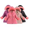 Esaierr 3-12 Years Girls Padded Hooded Parka Jacket for Kids Toddler Fall Winter Cotton Jacket Coats Resistant Warm Mid-Length Puffer Outwear