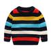 Bnwani Girls Sweaters Black Size 4-5 Years Winter Boys Girls Stripe Round Neck Pullover Classic Sweater
