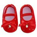 Baby Girls Princess Bowknot Soft Sole Cloth Crib Shoes Newborn Infant Non Slip Princess Wedding Dress Shoes 0-18 Months