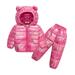 NKOOGH Cute Quilted Jackets for Girls Boys Toddler Colorful Cotton Hoodie Coat Long Sleeve Two Pieces Outfits Winter Warm Clothes Set Hot Pink 120