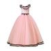 Tengma Toddler Girls Dresses Stripe Trim Bow Front Mesh Hem Party Dress Ruffle Puff Mesh Dress For 8Y To 12Y Wedding Party Princess Dress Pageant Gown Pink 10y