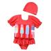 Baby Days Savings! EGNMCR Girls Swimsuit Baby Cute Casual Float Print Jumpsuit Surfing Beachwear Swimwear Buoyancy Swimsuit With Swimming Cap Spring/Summer Save Clearance