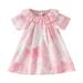Tengma Toddler Girls Dresses Cute Lace Round Neck Short Sleeve Tie Dye Princess Dress Birthday Gift Princess Dresses Pink 3Y