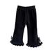 Lovskoo Cute Unisex Toddler Girls Boys Jogger Pants Cotton Elastic Waist Winter Wide Leg Sweatpants Suitable For 1-8 Years Old Black