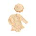 FEORJGP Toddlers Baby Girls Swimsuit Infant Zipped Bikini Long Sleeve Jumpers Flower Print Rompers Crew Neck Bodysuit with Hat Newborn Cute Yellow Swimwear for Summer Bathing