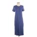 Jessica Simpson Casual Dress - Midi Crew Neck Short sleeves: Blue Marled Dresses - Women's Size Small