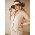 Plus Size Linen Blend Vest