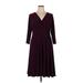Lauren by Ralph Lauren Casual Dress - Wrap: Burgundy Solid Dresses - Women's Size 14
