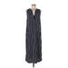 Gap Casual Dress - Maxi V Neck Sleeveless: Blue Stripes Dresses - Women's Size Large