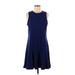 Banana Republic Factory Store Casual Dress - A-Line Crew Neck Sleeveless: Blue Solid Dresses - Women's Size Medium