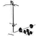 vidaXL Wall-mounted Power Tower With Barbell And Dumbbell Set 30.5 Kg