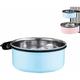 Hanging Dog Bowls, Blue, Diameter 14cm, Stainless Steel, Medium Size, for Crates and Cages, Dog Food and Water Bowls