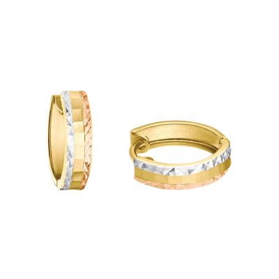 Paar Creolen AMOR "Tricolor, 2017114", rosa (gelbgoldfarben, weißgoldfarben, roségoldfarben), Ohrringe, Damen, Gelbgold 375 Image