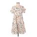 Casual Dress - Midi: Ivory Floral Motif Dresses - Women's Size Small