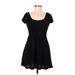 Love Reign Casual Dress - Fit & Flare: Black Grid Dresses - Women's Size Medium