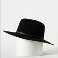 Anthropologie Accessories | Anthropologie Wyeth Classic Nubby Fedora Black + White Leather Trim | Color: Black/White | Size: Os