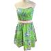 Lilly Pulitzer Dresses | Lilly Pulitzer Green Floral Langley Silk Blend Strapless Dress Womens Size 6 | Color: Green | Size: 6