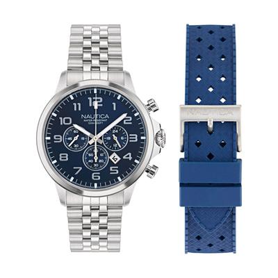 Nautica Men's Nct Blue Ocean Stainless Steel Chronograph Watch Multi, OS