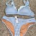 J. Crew Swim | J.Crew Jcrew Stripe Blue New Bikini Top And Bottoms M | Color: Blue/White | Size: M