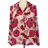 Kate Spade Intimates & Sleepwear | Kate Spade Pink Floral Button Down Satin Pajama Top Size Small | Color: Black/Pink | Size: S