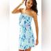 Lilly Pulitzer Dresses | Lilly Pulitzer Windsor Sea Blue Printed Stretch Strapless Mini Dress Sz Small | Color: Blue/Pink | Size: S