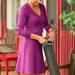 Athleta Dresses | Athleta Senorita Organic Long Sleeve V-Neck Dress Magenta Medium | Color: Purple | Size: M