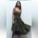 Zara Dresses | Last One Zara Organza Dress Green Asymmetric Hem Dropped Waist Ruffles Tule | Color: Gray/Green | Size: Various